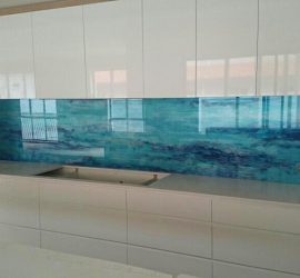 Blue glass splashback | Voodoo Glass | Brisbane