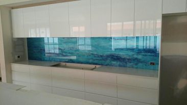 Blue glass splashback | Voodoo Glass | Brisbane