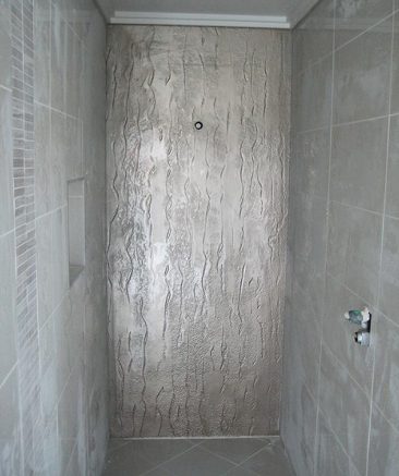 Silver Slumped Shower Wall - Voodoo Glass - Gold Coast