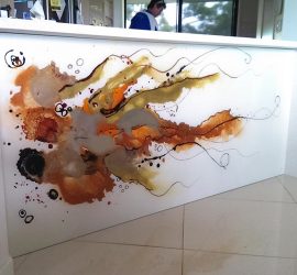 Splat Art Glass Counter Front - Voodoo Glass Brisbane