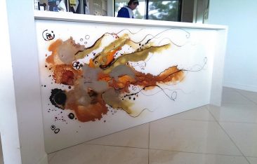 Splat Art Glass Counter Front - Voodoo Glass Brisbane